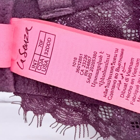La SENZA Purple Lace Plunge Bra Sz 32F - Picture 8 of 9